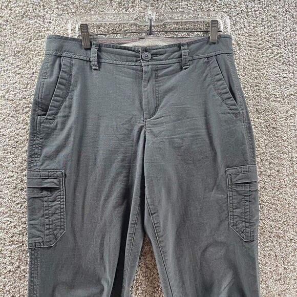 Eddie Bauer Pant Womens 6 Grey Slightly Curvy Crop Rip Stop Cotton Outdoors Logo - Picture 2 of 13
